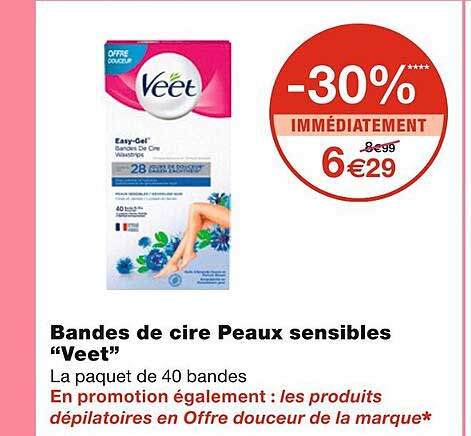 bandes de cire peaux sensibles "veet"