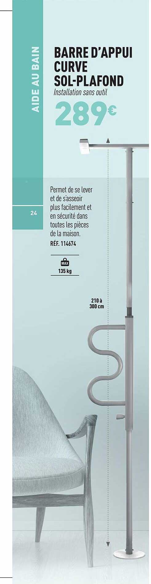 barre d'appui curve sol-plafond