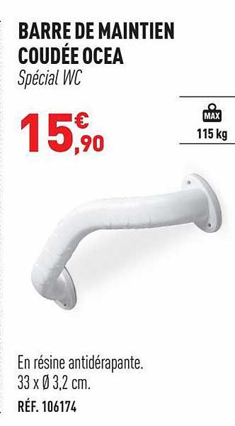 barre de maintien coudée ocea