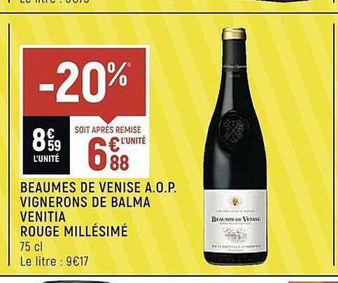beaumes de venise a.o.p. vignerons de balma venitia rouge millésimé