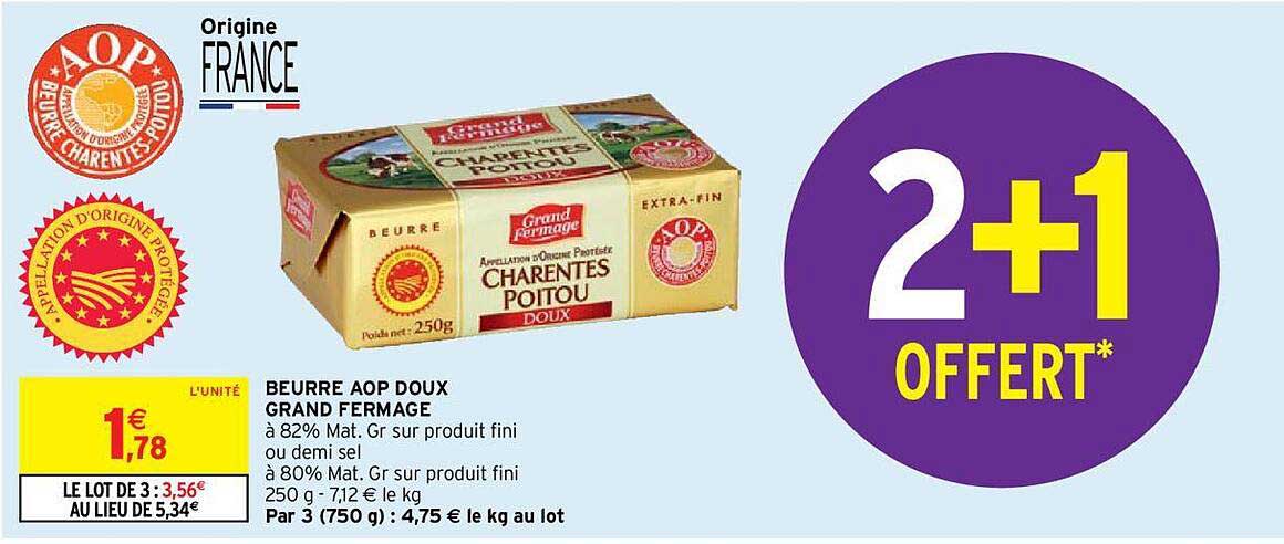 beurre aop doux grand fermage