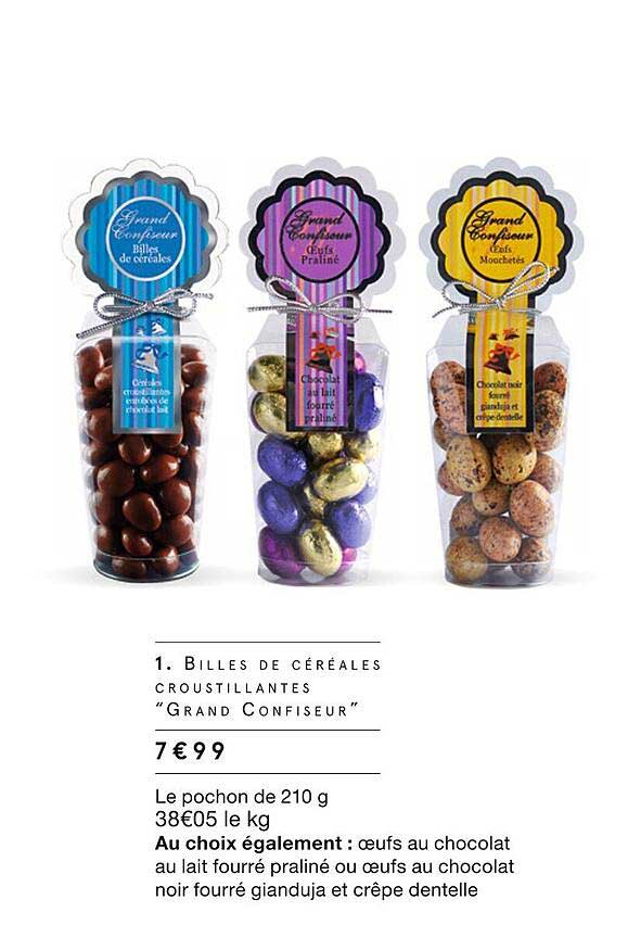 billes de céréales croustillantes "grand confiseur"