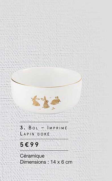 Bol - Imprimé Lapin Doré