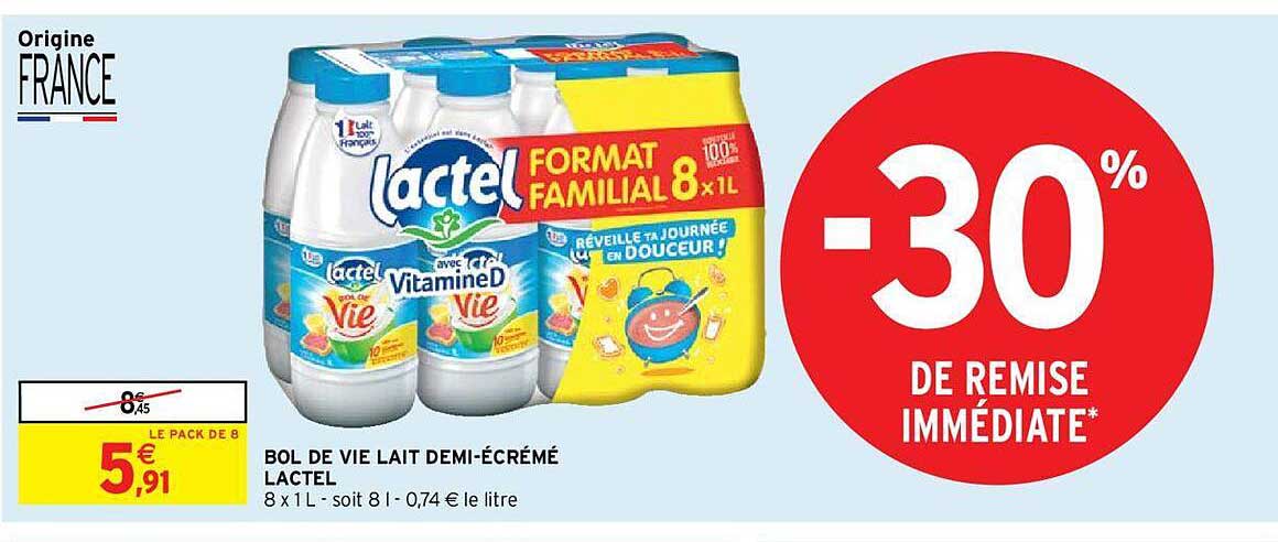 bol de vie lait demi-écrémé lactel