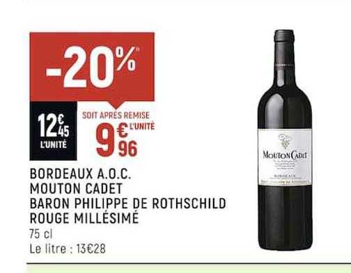 bordeaux a.o.c. mouton cadet baron philippe de rothschild rouge millésimé