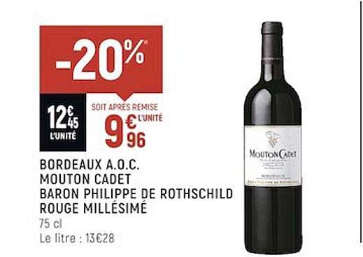 bordeaux a.o.c. mouton cadet baron philippe de rothschild rouge millésimé