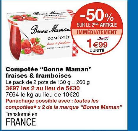 Compotée "bonne Maman" Fraises & Framboises