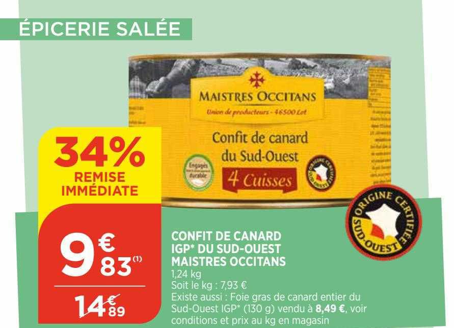 confit de canard igp du sud-ouest maistres occitans