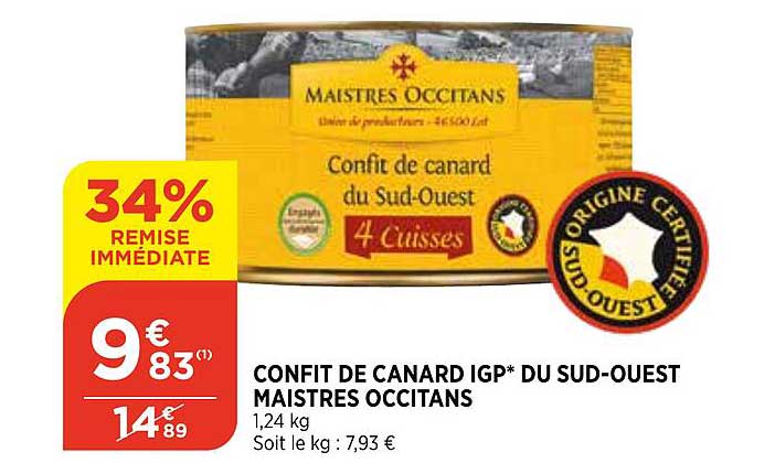 confit de canard igp du sud-ouest maistres occitans