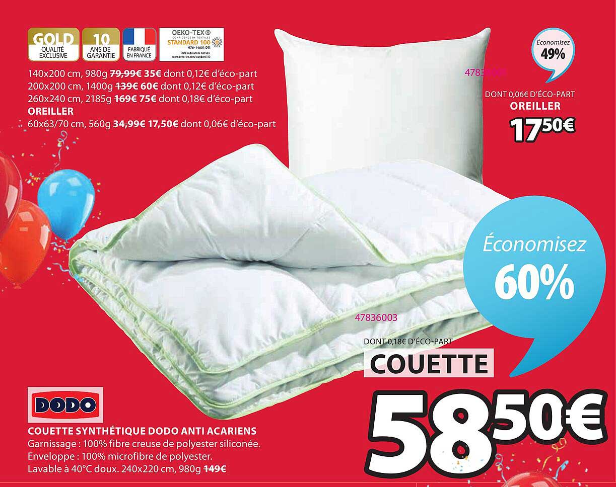 couette synthétique dodo anti acariens