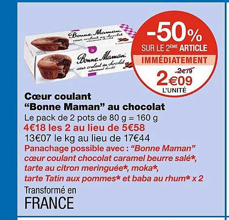 cœur coulant "bonne maman" au chocolat