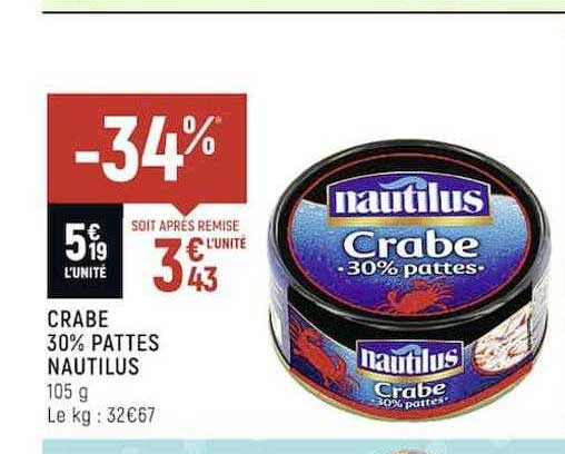 crabe 30% pattes nautilus