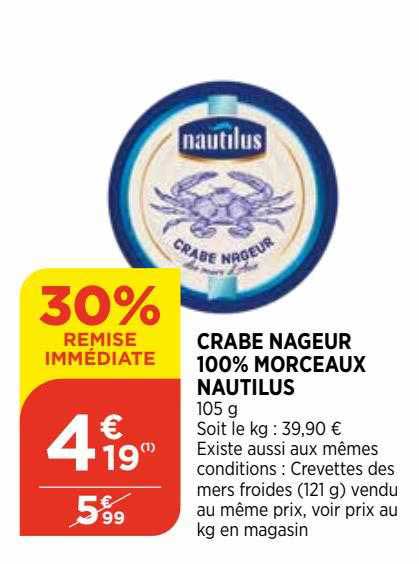crabe nageur 100% morceaux nautilus