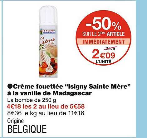 crème fouettée "isigny sainte mère" à la vanille de madagascar
