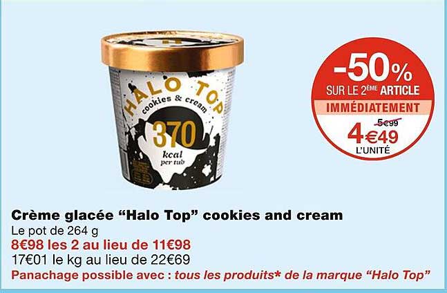 crème glacée "halo top" cookies and cream