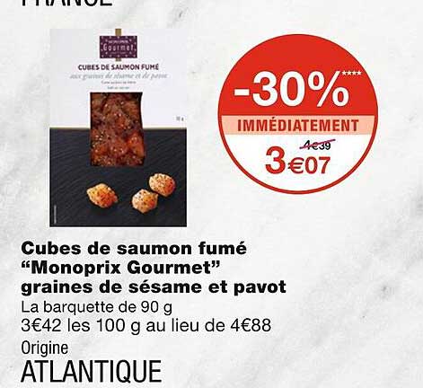 Cubes De Saumon Fumé "monoprix Gourmet" Graines De Sésame Et Pavot