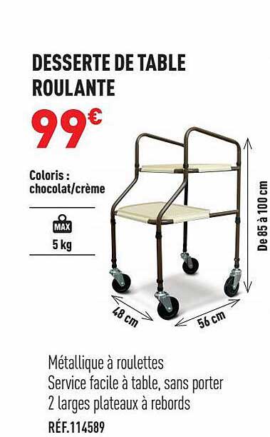 desserte de table roulante