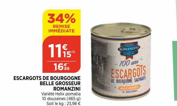escargots de bourgogne belle grosseur romanzini