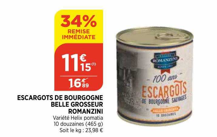 escargots de bourgogne belle grosseur romanzini