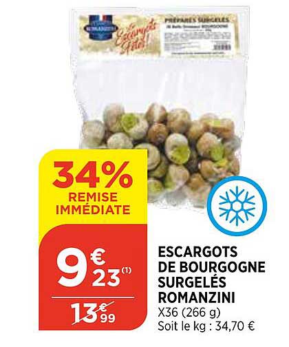 escargots de bourgogne surgelés romanzini