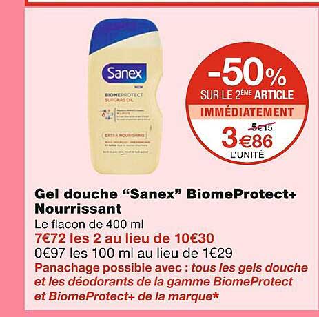 gel douche "sanex" biomeProtect+ nourrissant