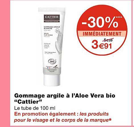 gommage argile à l'aloé véra bio "cattier"