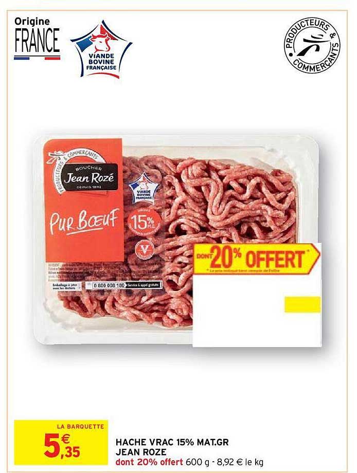 haché vrac 15% mat. gr. jean rozé