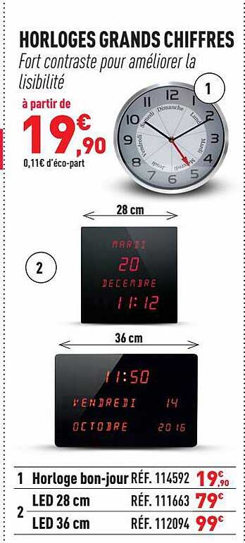 horloges grands chiffres