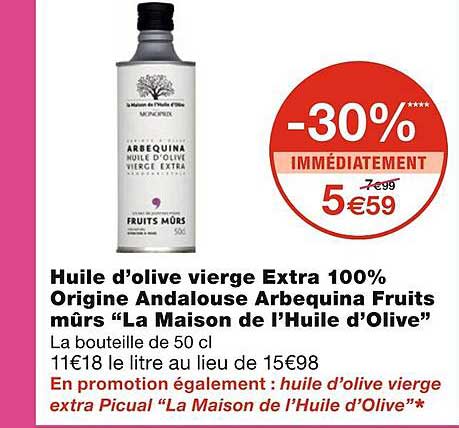 huile d'olive vierge extra 100% origine andalouse arbequina fruits mûrs "la maison de l'huile d'olive"