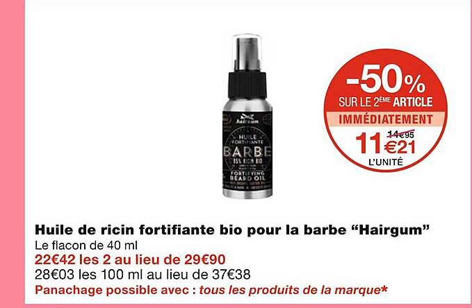Huile De Ricin Fortifiante Bio Pour La Barbe "hairgum"