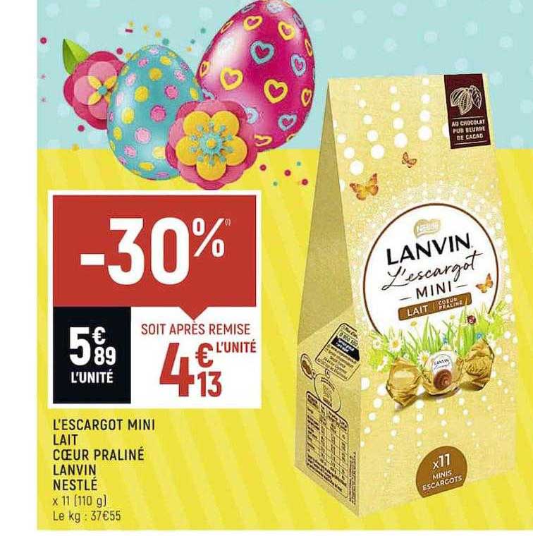 l'escargot mini lait cœur praliné lanvin nestlé