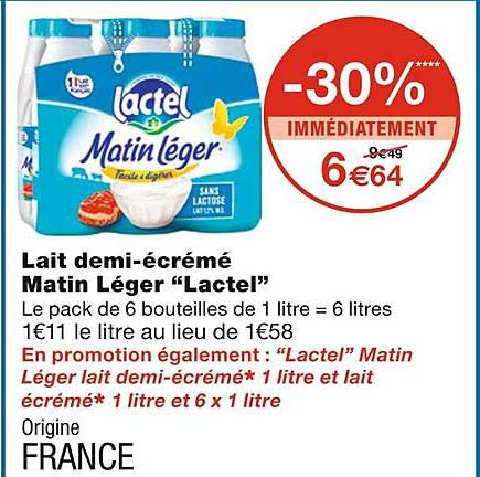 lait demi-écrémé matin léger "lactel"