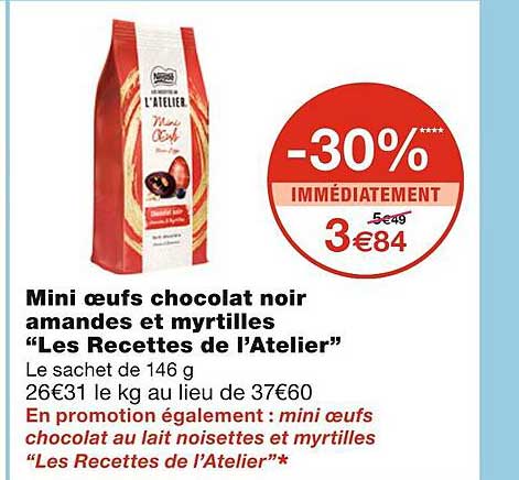 mini oeufs chocolat noir amandes et myrtilles "les recettes de l'atelier"