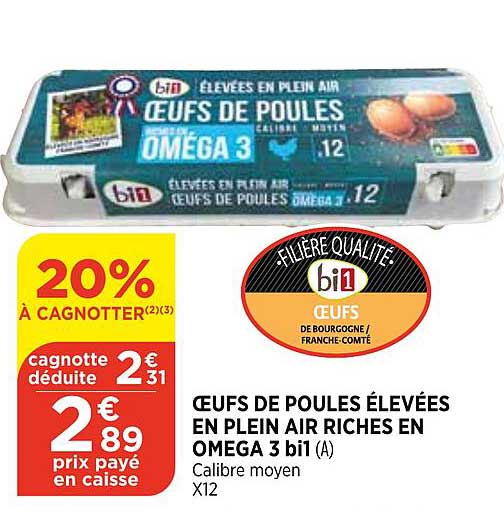 oeufs de poules élevées en plein air riches en oméga 3 bi1