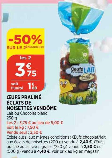 oeufs praliné éclats de noisettes vendôme