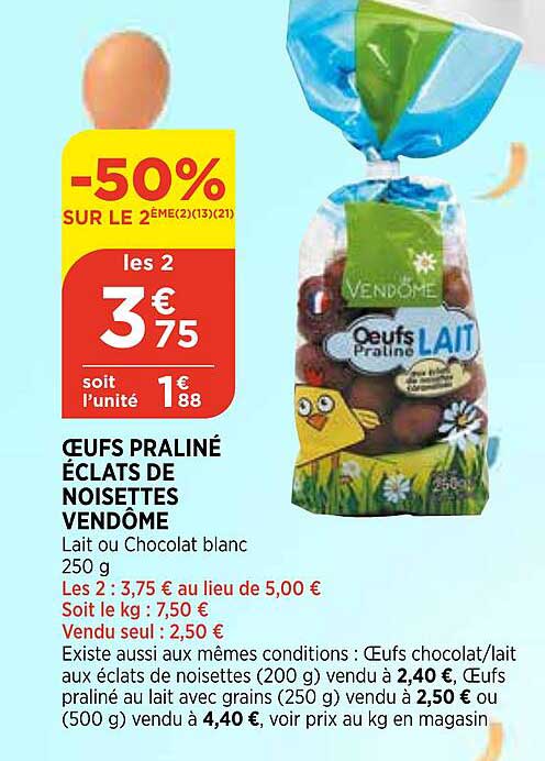 oeufs praliné éclats de noisettes vendôme