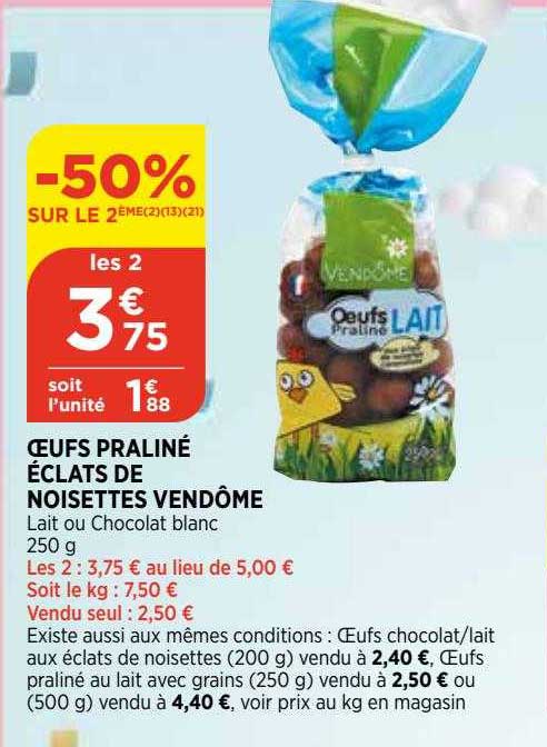 oeufs praliné éclats de noisettes vendôme