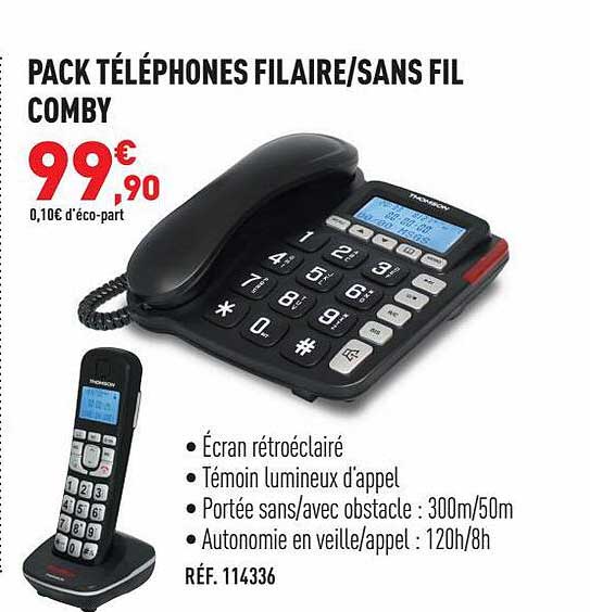 pack téléphones filaire-sans fil comby