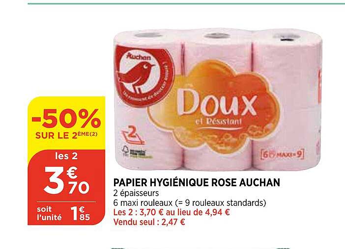 Papier Hygiénique Rose Auchan