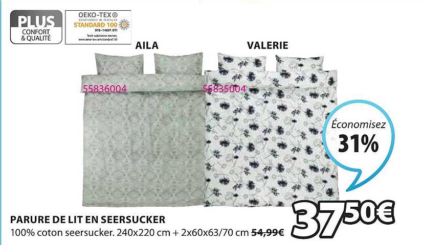 parure de lit en seersucker aila, valerie