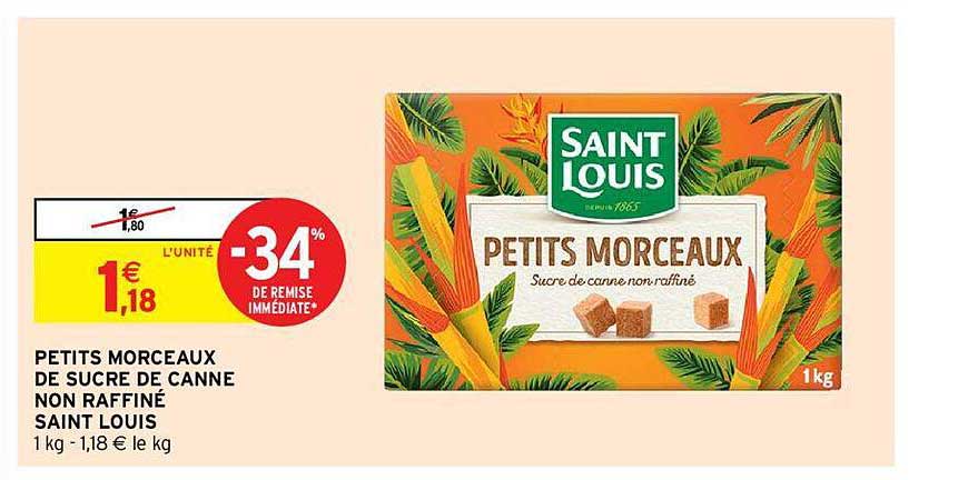 petits morceaux de sucre de canne non raffiné saint louis
