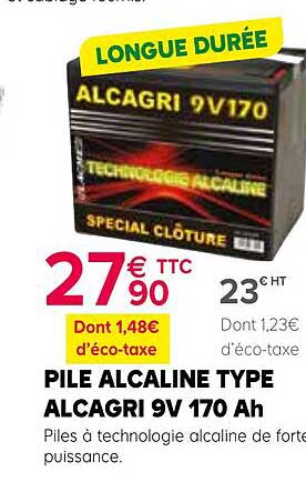 pile alcaline type alcagri 9v 170 ah