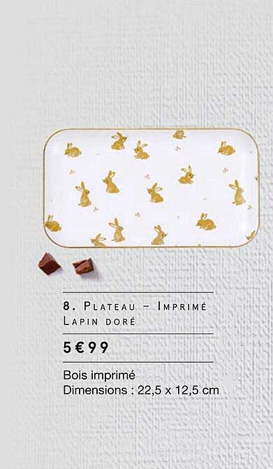 Plateau - Imprimé Lapin Doré