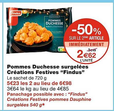 pommes duchesse surgelées créations festives "findus"