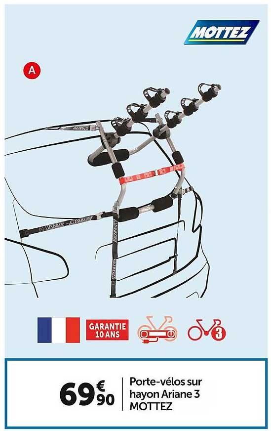 porte-vélos sur hayon ariane 3 mottez