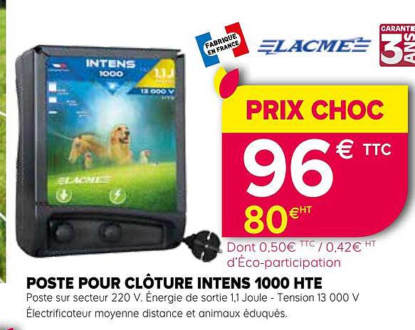 poste pour clôture intens 1000 hte