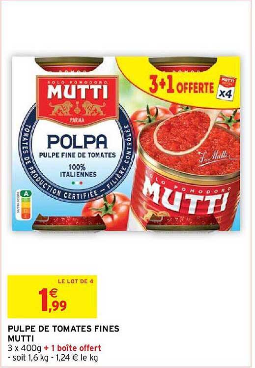 Pulpe De Tomates Fines Mutti