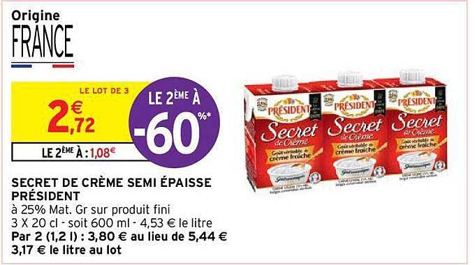 secret de crème semi épaisse président