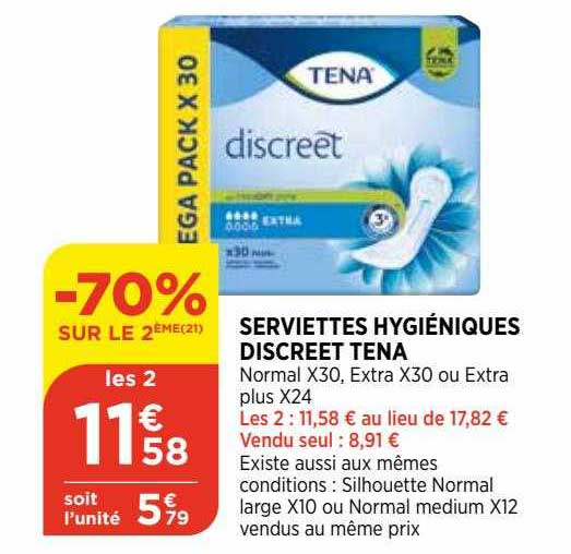 serviettes hygiéniques discreet tena