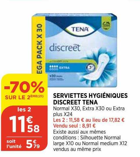 serviettes hygiéniques discreet tena